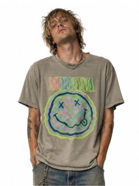 Nirvana Shirt XL Grunge Tan